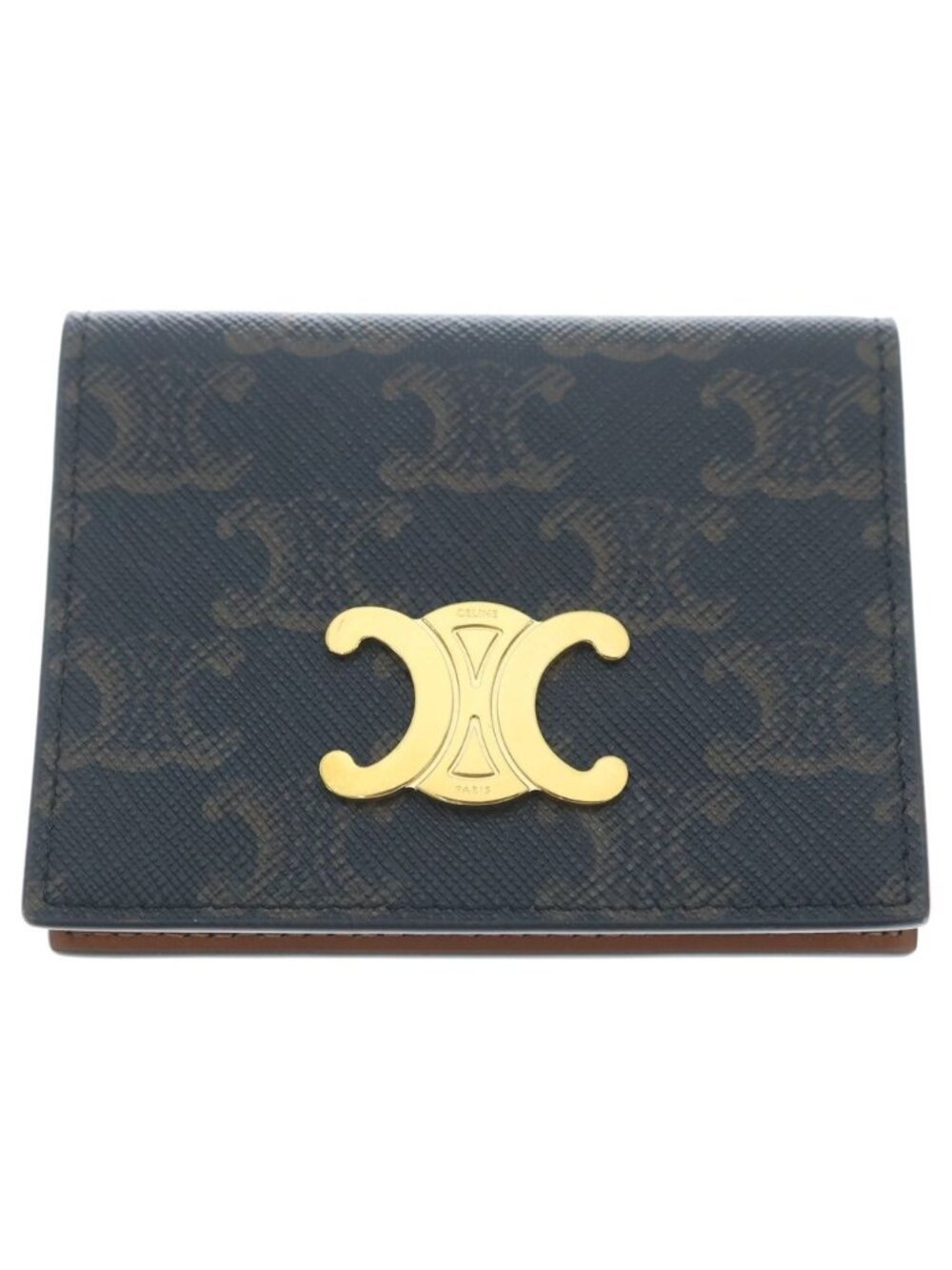 Celine Triomphe Card Case Brown Leather